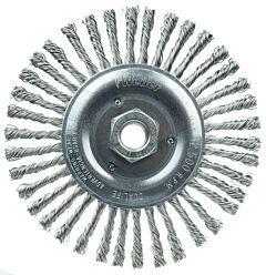 Weiler 08786 Roughneck Jr. 6" Root Pass Weld Cleaning Brush, .020" Stainless Steel Wire Fill, 5/8"-11 Unc Nut