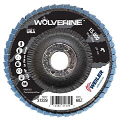 Weiler 31339 Vortec Pro? Abrasive Flap Disc, 4 In, Angled, Phenolic Back