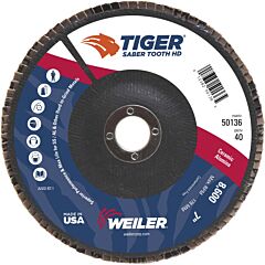 Weiler 50136 Tiger? Saber Tooth? Ceramic High Density Abrasive, 7 In Dia, 40 Grit, 8,600 Rpm, Type 27