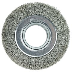 Weiler 06450 Medium-Face Crimped Wire Wheel, 6 In D, .0118 Stainless Steel Wire