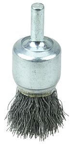 Weiler 11004 Coated Cup Crimped Wire End Brush, Steel, 22,000 Rpm, 3/4 In X 0.0104 In