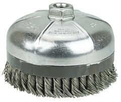 Weiler 12120 Extra Heavy-Duty Knot Wire Cup Brush, 5 In Dia., 5/8-11 Unc Arbor, 0.023 Wire