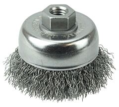 Weiler 13244 Crimped Wire Cup Brush, 3 In Dia., 1/2-13 Unc Arbor, Steel Wire