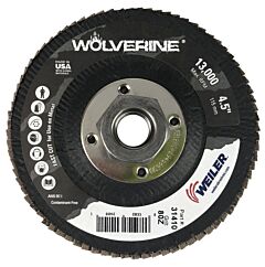 Weiler 31410 Vortec Pro? Abrasive Flap Discs, 4-1/2 In X 5/5-11 In A, Flat, Phenolic Backing, 8 Oz
