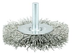 Weiler 36211 Stem-Mounted Crimped Wire Wheel, 3 In D, .014 In Carbon Steel Wire, 20,000 Rpm