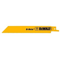 Dewalt Dw4806 Bi-Metal Reciprocating Saw Blade, 6 In L X 3/4 In W, 10 Tpi