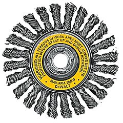 Dewalt Dw4930 Wire Wheel Brushes, Carbon Stringer, 4 In Dia, 5/8 In-11 Tpi, 20000 Rpm
