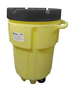 Enpac 1199-Ye 95 Gallon Wheeled Poly Spillpack Drum, Yellow Base With Black Slip-Top Lid, 95 Gallon Capacity