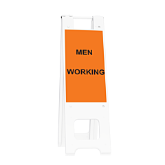 Plasticade 150-Whlgk1084-Obeg Narrowcade Sign Stand With Men Working Signs, White, Engineer Grade Legend