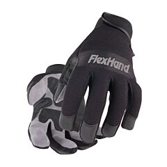Black Stallion 19Fx-Blk Flexhand Gray Synthetic Reinforced Black Back Ergonomic Gloves