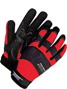 Bob Dale Gloves 20-1-10605R Mechanics Gloves Synthetic Leather Anti-Vib Gel Palm Red