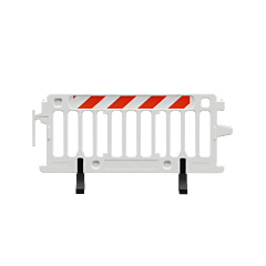 Plasticade 2004-W-Hipr Crowdcade Crowd Control Barricade, White, High Intensity Prismatic Striped Sheeting, Right