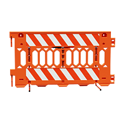Plasticade 2008-O-Hipl 6' Ada Pathcade Barricade System, Orange, Two Sections Of High Intensity Prismatic Grade Striped Sheeting On One Side Of The Barricade, Striped Sheeting Direction: Left, Top & Bottom, One Side