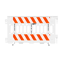 Plasticade 2008-W-Dglr 6' Ada Pathcade Barricade System, White, Two Sections Of Engineer Grade Striped Sheeting On Both Sides Of The Barricade, Striped Sheeting Direction: Left/Right, Top & Bottom, Both Sides