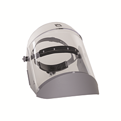 Oberon 2124R+500 Face Shield With Ratcheting Headgear, Polycarbonate, Window: Clear, With Lower Crown And Shield Extender