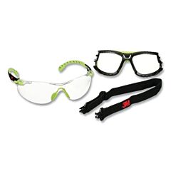 3M S1201Sgaf-Tkt Solus? 1000 Series Protective Eyewear, Clear Lens, Scotchgard? Anti-Fog, Anti-Scratch, Green/Black, Polycarbonate Frame