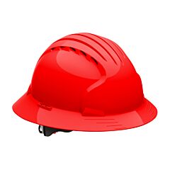 Pip 280-Ev6161V-60 Evolution Deluxe 6161 Vented, Full Brim Hard Hat With Hdpe Shell, 6-Point Polyester Suspension And Wheel Ratchet Adjustment, Red