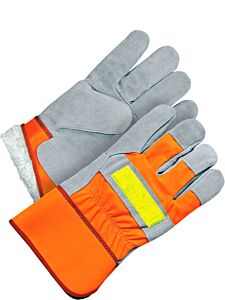 Bob Dale Gloves 30-9-1003 Fitter Gloves Split Cowhide Lined Pile Hi-Viz Orange
