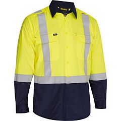 Bisley 312M6367H-Yn/3X Class 3 Men'S Vented Long Sleeve Button Down With Navy Bottom, Yellow, Size 3X-Large