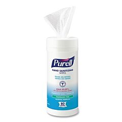 Purell? 9030-12 Hand Sanitizing Wipes Alcohol Formula, 6 In W X 7 In L, 80/Canister, Alcohol Odor
