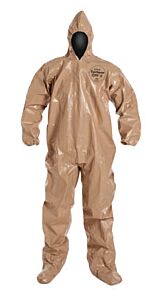 Dupont C3122T-2X Tychem Cpf3 Coveralls With Attached Hood And Socks, Tan, 2X-Large
