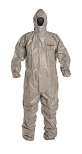 Dupont Tf145T-4X Tychem? 6000 Coveralls, Taped Seams, Attached Socks, Gray, 4X-Large, Standard