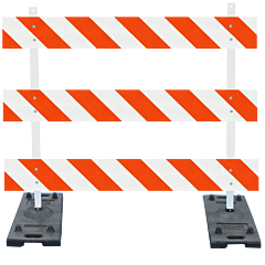 Plasticade 3212-Dg-L-Drill-Kit Power Post Type Iii Barricade, Black With White Boards And Post, Diamond Grade Striped Sheeting, Left