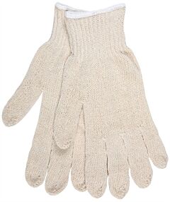 Mcr Safety 9636L String Knit Gloves, Regular Weight, Cotton/Polyester, Natural, Hemmed, Size Large