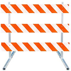 Plasticade 3510-Dg-Lr-Drill-Kit Steel Square Tube Type Iii Barricade, Gray With White Boards, Diamond Grade Striped Sheeting, Left/Right