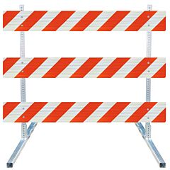 Plasticade 3512-Hip-R-Drill-Kit Steel Square Tube Type Iii Barricade, Gray With White Boards, High Intensity Prismatic Striped Sheeting, Right