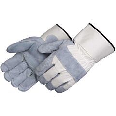 Liberty Safety 3515 Premium Side Split Double Leather Palm & Fingers, Kevlar? Thread Sewn, Knuckle Strap, 2 3/4" White Rubberized Safety Cuff, Size Large