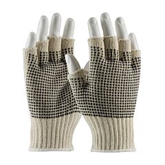 Pip 37-C119Pdd/L Cotton/Polyester Gloves With Double-Sided Pvc Dot Grip, Half-Finger, Natural, Size Large