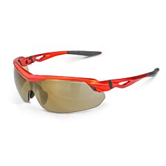 Radians 39812 Safety Glasses Sleek One Piece Lens Design For A Full Field Of Vision, Burnt Orange Frame, Gold Mirror Lens