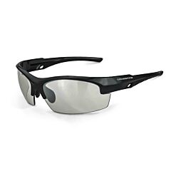 Radians 40412 Polarized Safety Glasses Dual Mold Rubber Temples For All Day Comfort, Shiny Black Frame, Indoor/Outdoor Lens