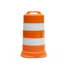 Plasticade 456-Ld-T-42 Commander Traffic Drum, High Intensity Prismatic Grade Sheeting, Low Density, No Base, Sheeting Type: 4 - 6" Hip Stripes