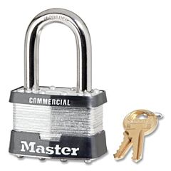 Master Lock 5Kalf-A473 No. 5 Laminated Steel Padlock, 3/8 In Dia X 15/16 In W X 1-1/2 In H Shackle, Silver/Gray, Keyed Alike, Keyed A473