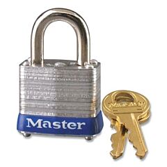 Master Lock 7Ka-P102 No. 7 Laminated Steel Padlock, 3/16 In Dia, 1/2 In W X 9/16 In H Shackle, Silver/Blue, Keyed Alike, Keyed P102