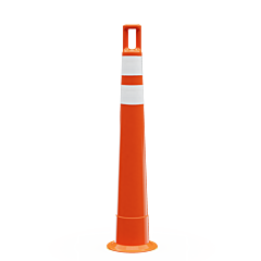 Plasticade 510-O-Dg-4W4W-2 Watchtower Stacker Cone, Orange, Diamond Grade Sheeting, White Reflective Bands, 2 - 4" Dg