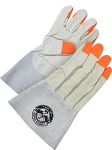Bob Dale Gloves 60-1-1275 Grain Cowhide Utility Gloves Gauntlet Hi-Viz Fingertips