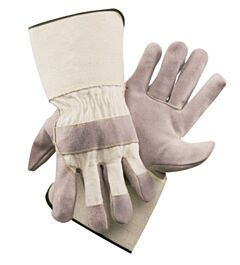 Radnor 64057570 Split Leather Palm Gloves With Canvas Duck Back And Gauntlet Cuff, Size 2X-Large