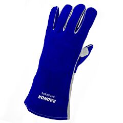 Radnor 64057665 14" Blue And Gray Premium Split Cowhide Cottonfoam Lined Left Hand Welders Glove, Size Large