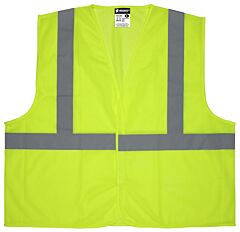 Mcr Safety V2Cl2Mlx4 Class 2, Value Safety Vest, 2 Mesh, 2" Silver Stripe, Lime, Size 4X-Large