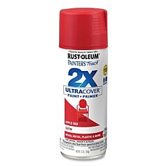 Rust-Oleum? 334094 Painter'S Touch? 2X Ultra Cover? Gloss Spray Paints + Primer, 12 Oz, Aerosol Can, Apple Red