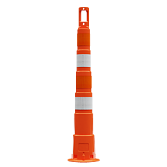 Plasticade 650R1-O-4-Dg-A Navicade 42" Channelizer, Orange, Diamond Grade, Orange And White Bands, 4 - 4" Dg
