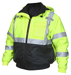 Mcr Safety Vbbqcl3Lx3 Class 3, Bomber Jacket, Quilted, Two-Tone Lime/Shaded Black Bottom, Size 3X-Large