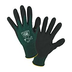 West Chester 718Hnfr/M Cut Resistant Gloves, Barracuda, Green 18G Hppe Shell, Nitrile Foam Coating, Thumb Saddle, Size Medium