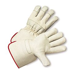 West Chester 8000/S Premium Top Grain Cowhide Leather Palm Gloves With Fabric Back, Rubberized Gauntlet Cuff, Natural, Size Small