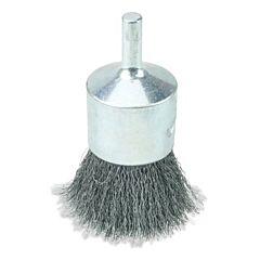 Weiler 10009V Crimped Wire Solid End Brush, Steel, 1 In Dia, 22000 Rpm, Vending