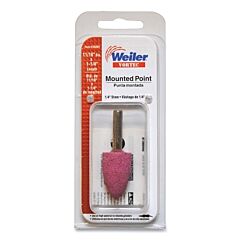 Weiler 36801 Vortec? Mounted Point, 11/16 In Dia, 1/4 Arbor, 48000 Rpm, Cone, Aluminum Oxide