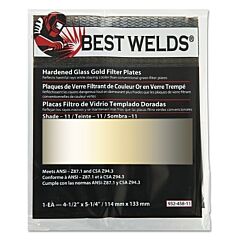 Best Welds 93245811 Hardened Glass Gold Filter Plate, Gold/11, 4.5 In X 5.25 In, Sh11, Glass